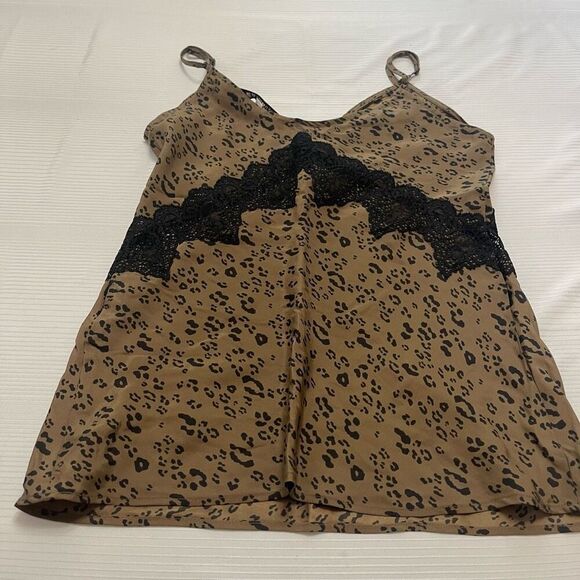 Carine Roitfeld Paris x Uniqlo Brown Black Leopard Lace Silk Tank Top Size XS - Picture 4 of 6